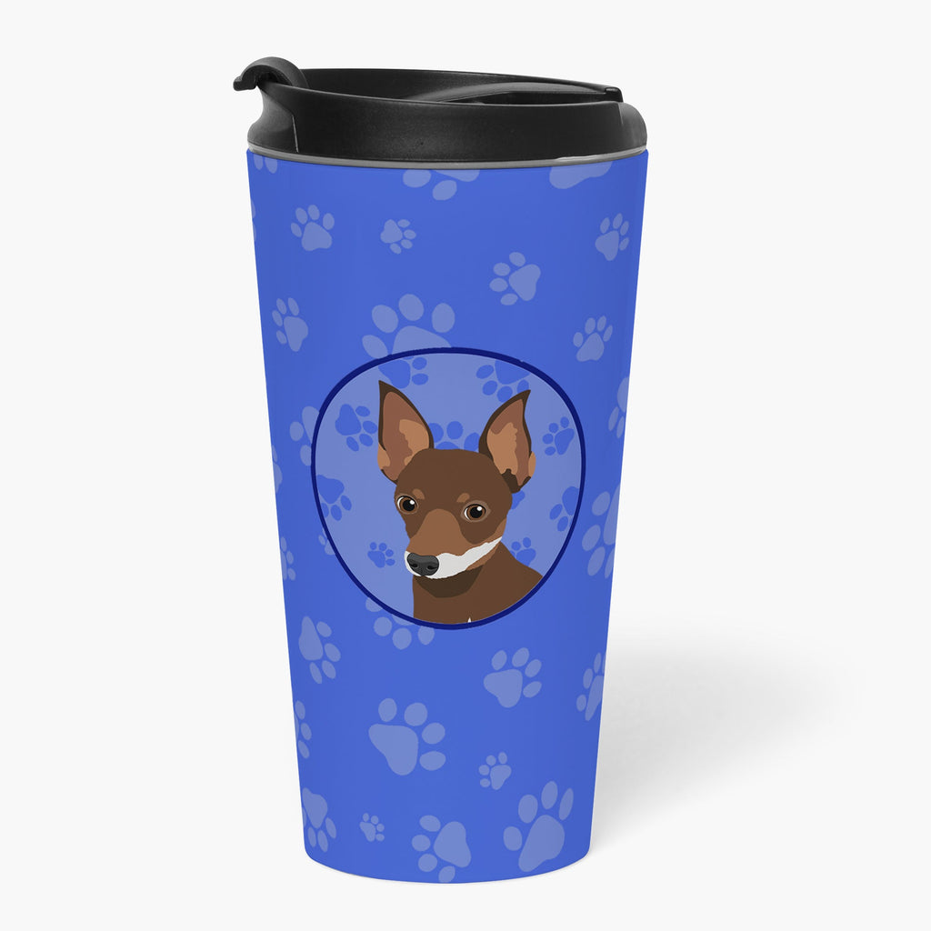 Chihuahua Chocolate and White #2 Stainless Steel 16 oz Tumbler Blue Insulated Tumbler with Lid, Cute Travel Cup for Coffee, Cocktails, Gift Men, Dad, Women, Mother