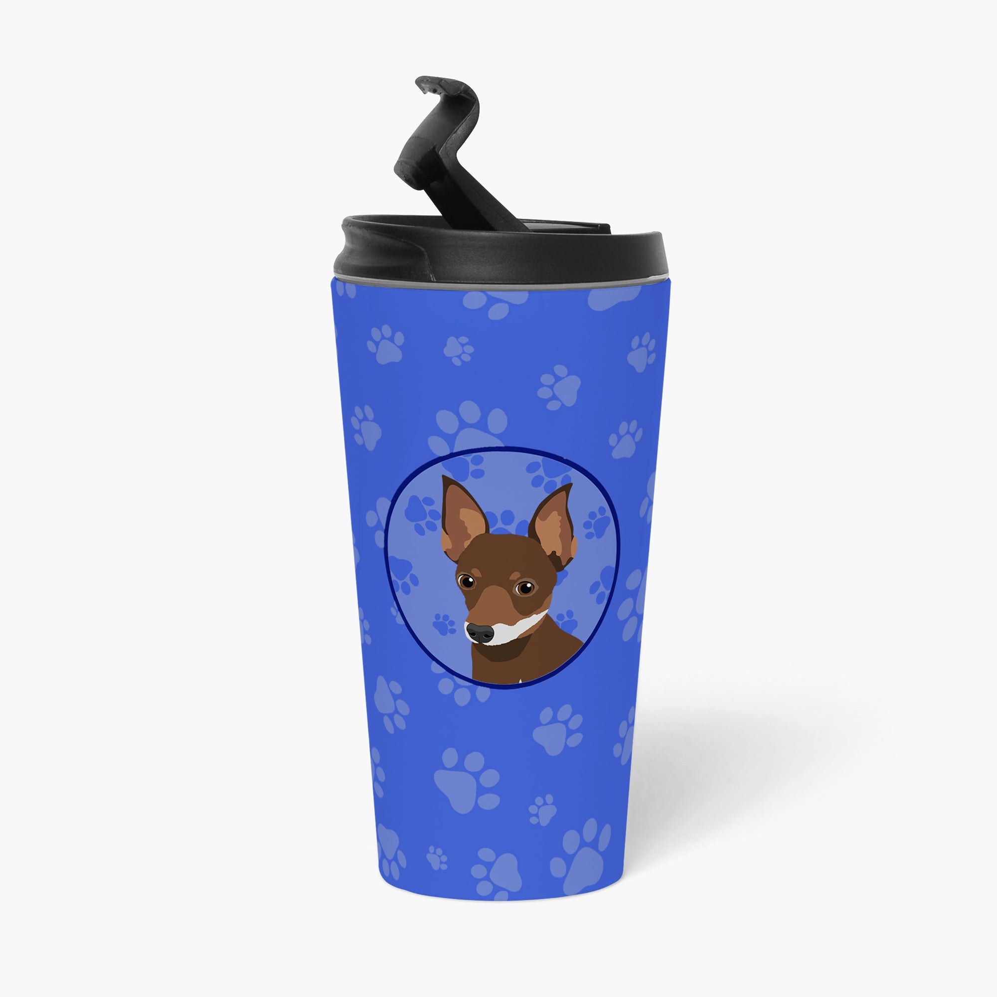 Chihuahua Chocolate and White #2 Stainless Steel 16 oz Tumbler Blue Insulated Tumbler with Lid, Cute Travel Cup for Coffee, Cocktails, Gift Men, Dad, Women, Mother