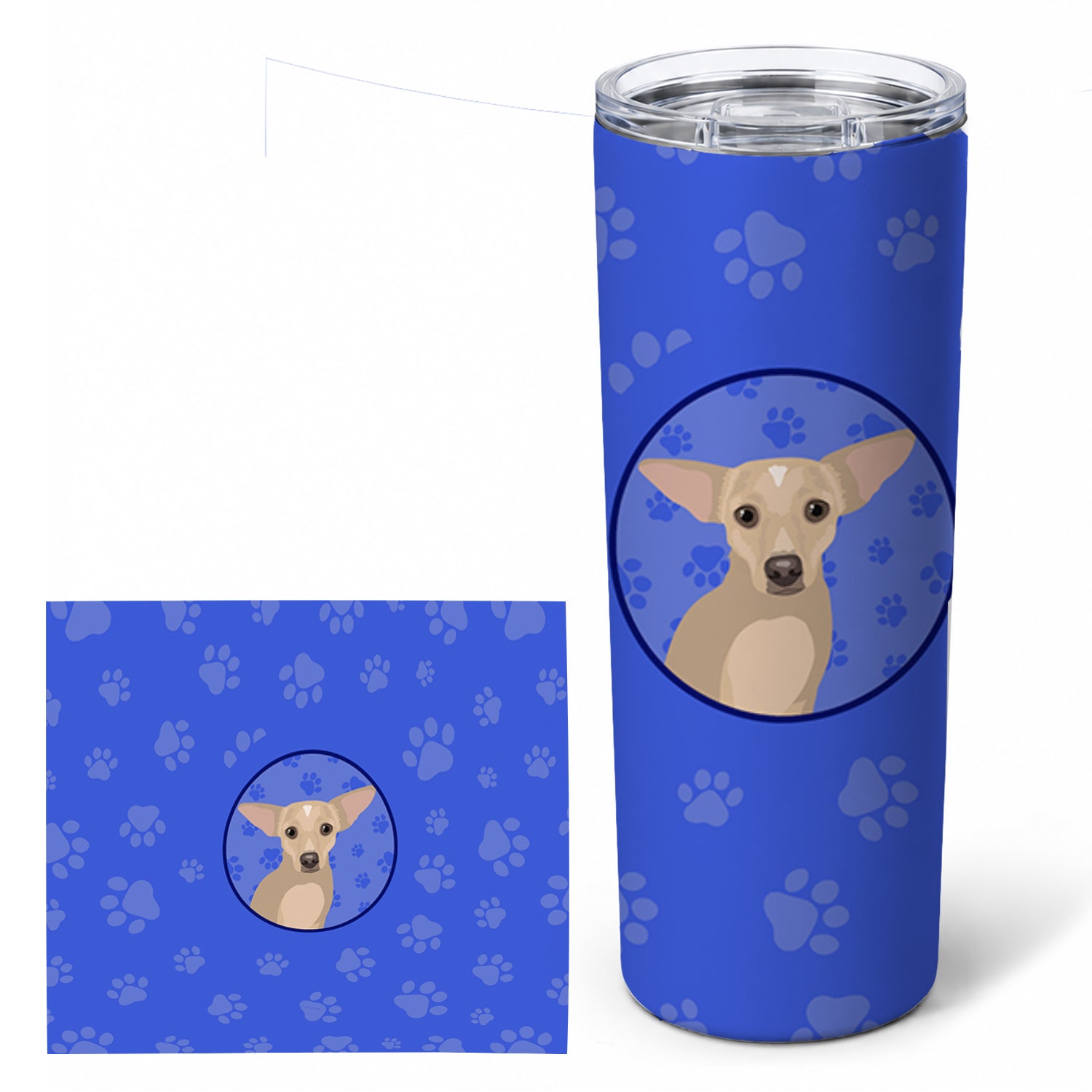 Chihuahua Silver  Stainless Steel Skinny Tumbler 20 oz Vacuum Double Walled Reusable Insulated Travel Cup