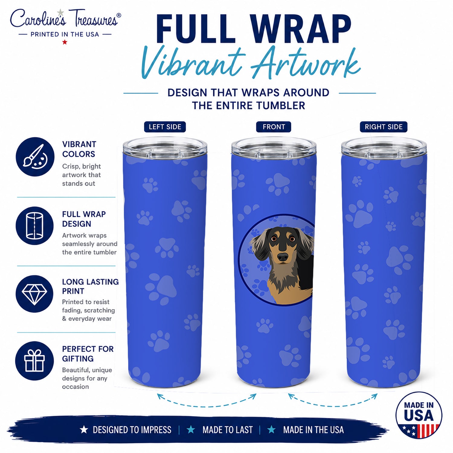 Dachshund Black and Tan #4  Stainless Steel Skinny Tumbler 20 oz Vacuum Double Walled Reusable Insulated Travel Cup