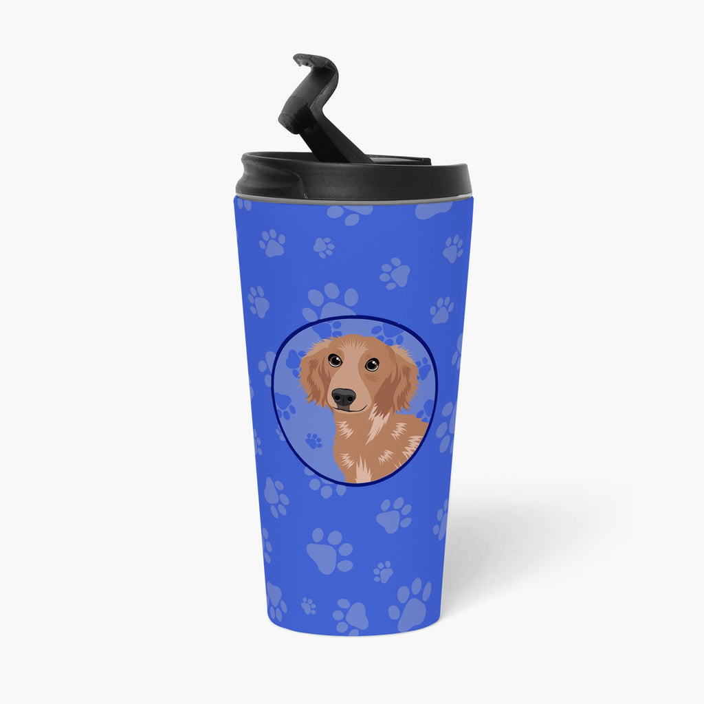 Dachshund Red #2 Stainless Steel 16 oz Tumbler Blue Insulated Tumbler with Lid, Cute Travel Cup for Coffee, Cocktails, Gift Men, Dad, Women, Mother