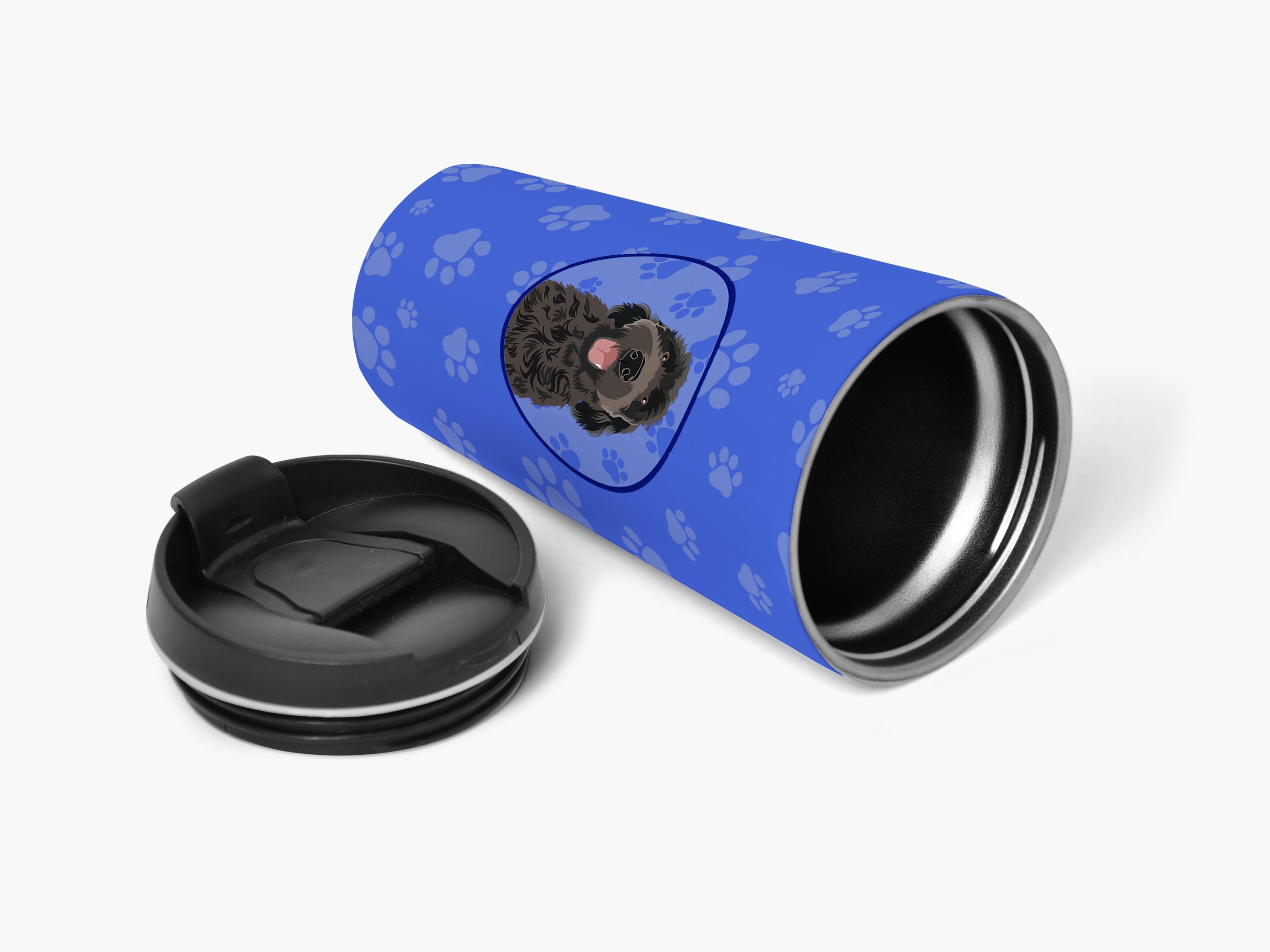 Doodle Black #1 Stainless Steel 16 oz Tumbler Blue Insulated Tumbler with Lid, Cute Travel Cup for Coffee, Cocktails, Gift Men, Dad, Women, Mother