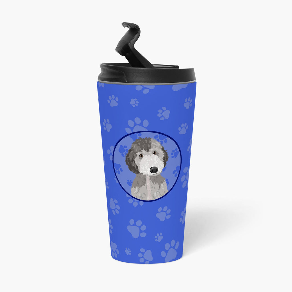 Doodle Silver #1 Stainless Steel 16 oz Tumbler Blue Insulated Tumbler with Lid, Cute Travel Cup for Coffee, Cocktails, Gift Men, Dad, Women, Mother