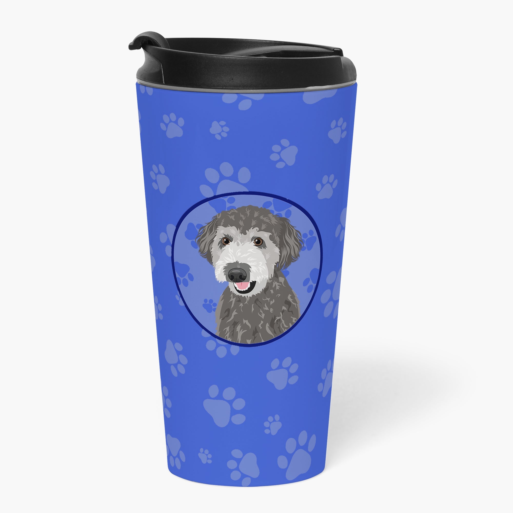 Doodle Silver #2 Stainless Steel 16 oz Tumbler Blue Insulated Tumbler with Lid, Cute Travel Cup for Coffee, Cocktails, Gift Men, Dad, Women, Mother