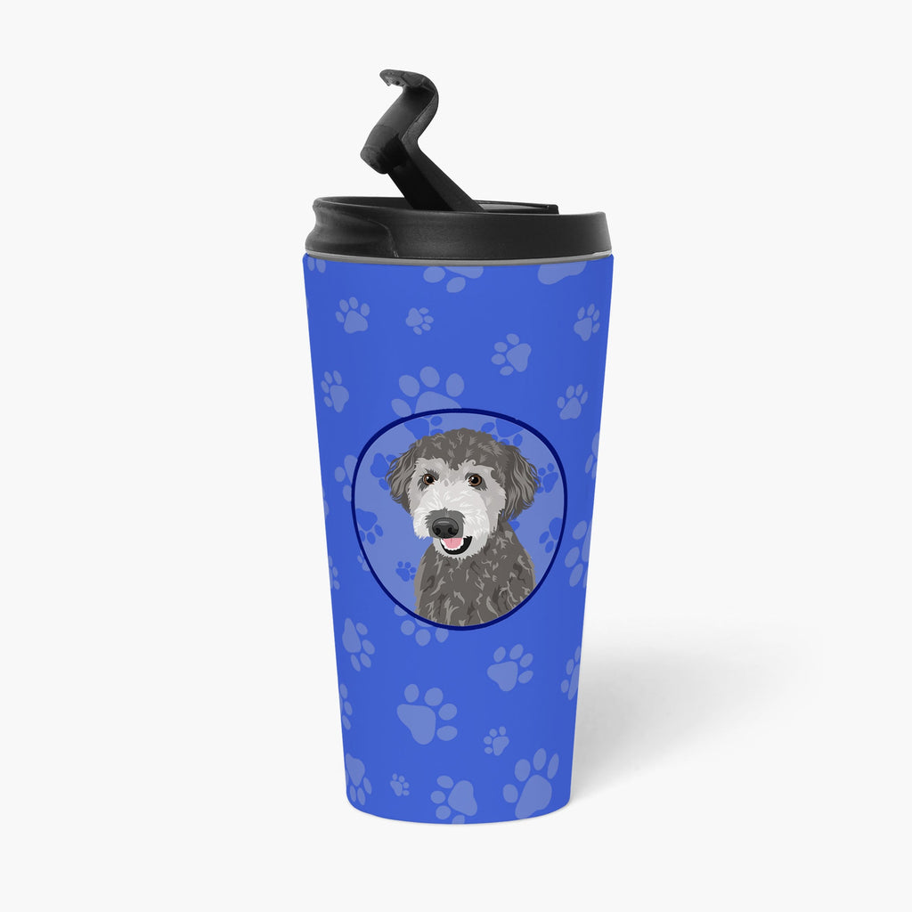 Doodle Silver #2 Stainless Steel 16 oz Tumbler Blue Insulated Tumbler with Lid, Cute Travel Cup for Coffee, Cocktails, Gift Men, Dad, Women, Mother