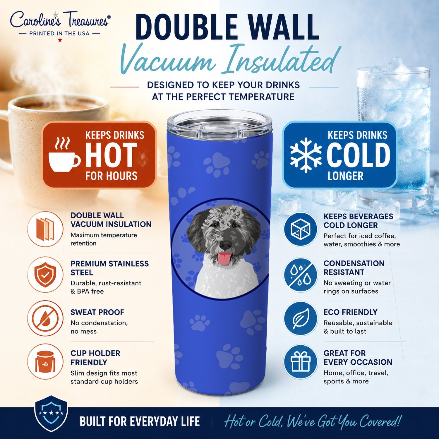 Doodle Silver #3  Stainless Steel Skinny Tumbler 20 oz Vacuum Double Walled Reusable Insulated Travel Cup
