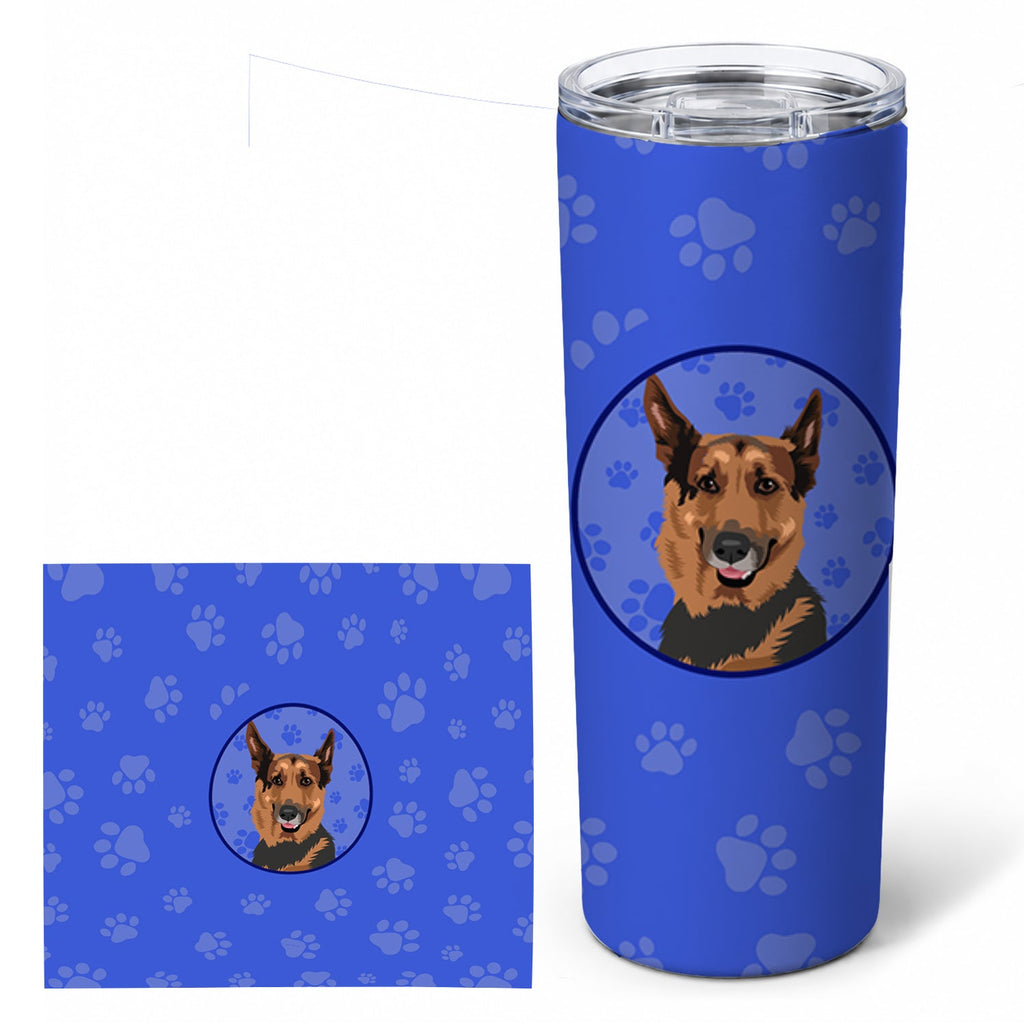 German Shepherd Red Sable  Stainless Steel Skinny Tumbler 20 oz Vacuum Double Walled Reusable Insulated Travel Cup