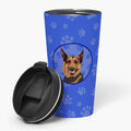 German Shepherd Red Sable Stainless Steel 16 oz Tumbler Blue Insulated Tumbler with Lid, Cute Travel Cup for Coffee, Cocktails, Gift Men, Dad, Women, Mother