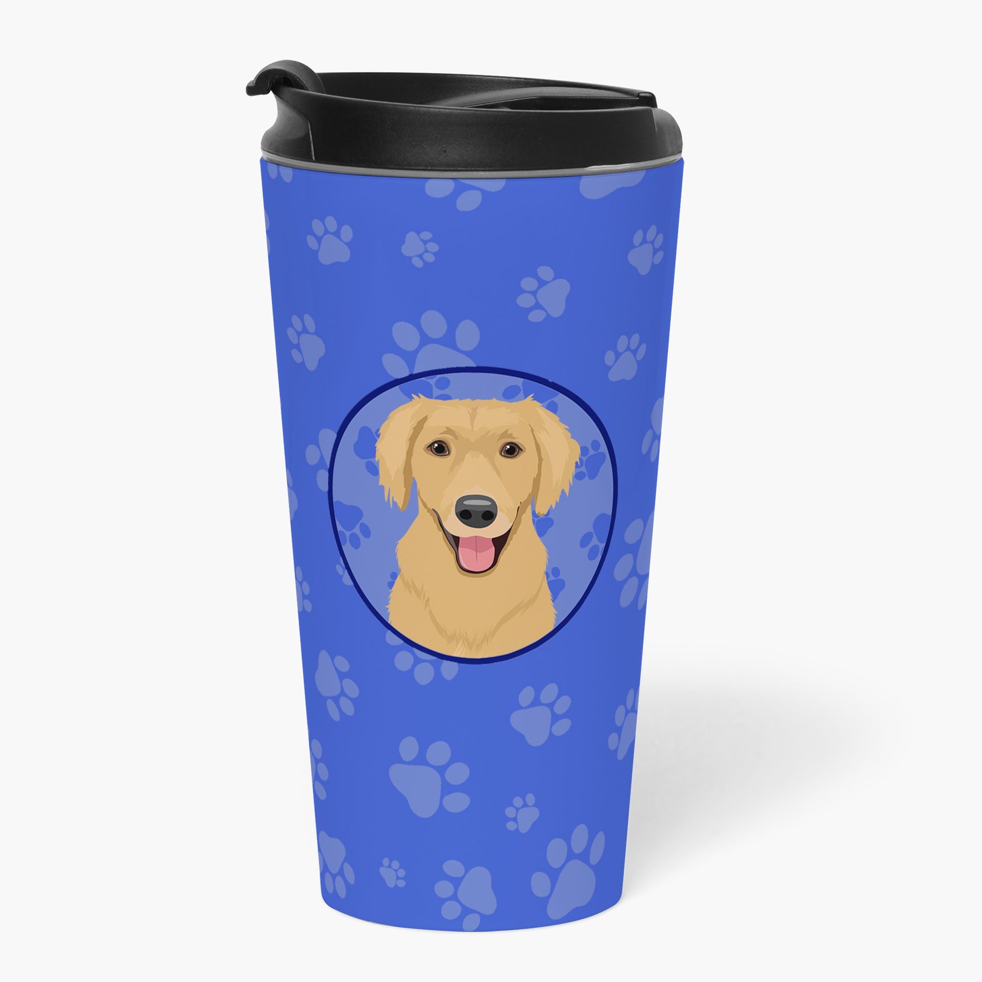 Golden Retriever Gold #2 Stainless Steel 16 oz Tumbler Blue Insulated Tumbler with Lid, Cute Travel Cup for Coffee, Cocktails, Gift Men, Dad, Women, Mother