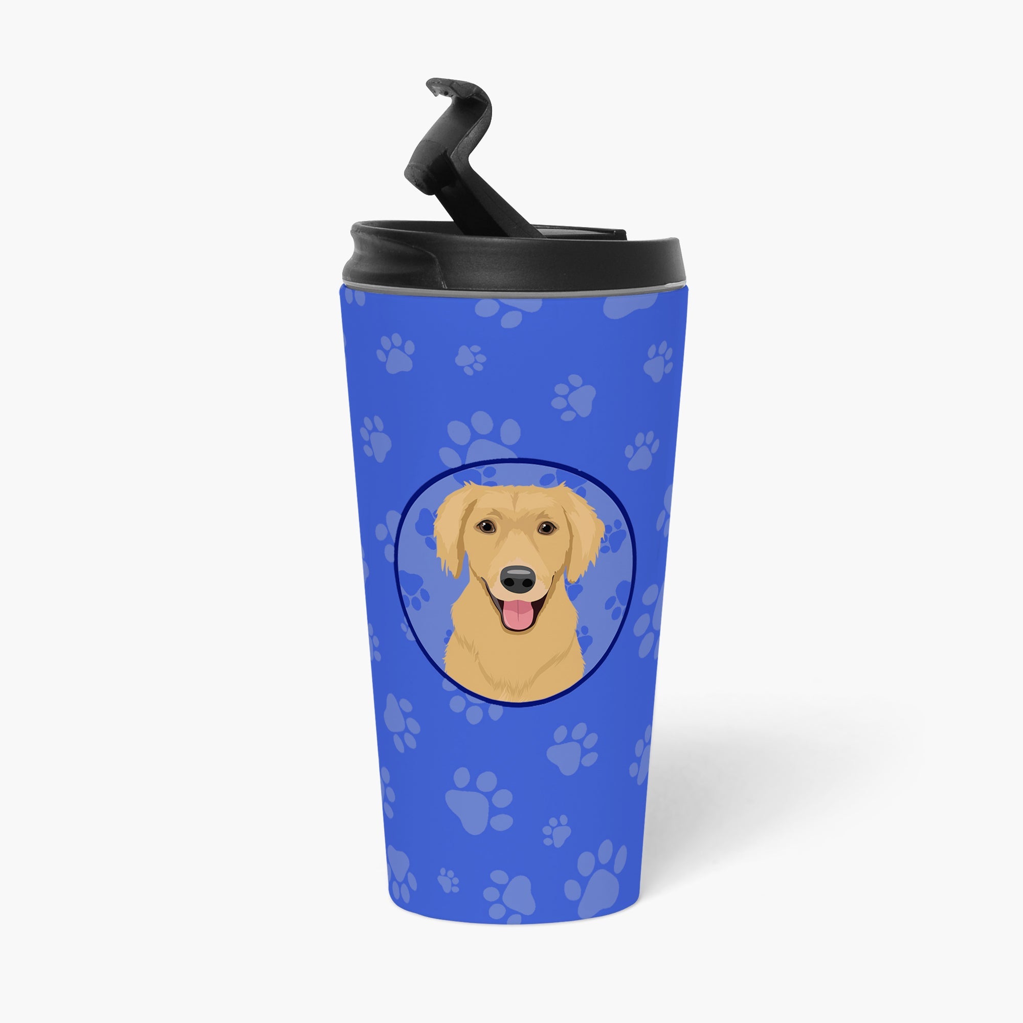 Golden Retriever Gold #2 Stainless Steel 16 oz Tumbler Blue Insulated Tumbler with Lid, Cute Travel Cup for Coffee, Cocktails, Gift Men, Dad, Women, Mother