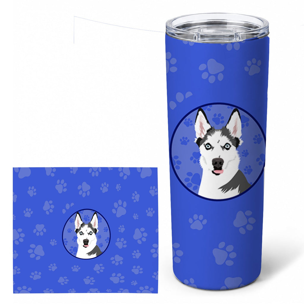 Siberian Husky Puppy  Stainless Steel Skinny Tumbler 20 oz Vacuum Double Walled Reusable Insulated Travel Cup