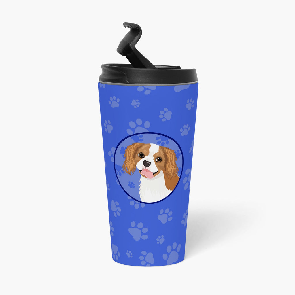 Cavalier King Charles Spaniel Blenheim #2 Stainless Steel 16 oz Tumbler Blue Insulated Tumbler with Lid, Cute Travel Cup for Coffee, Cocktails, Gift Men, Dad, Women, Mother