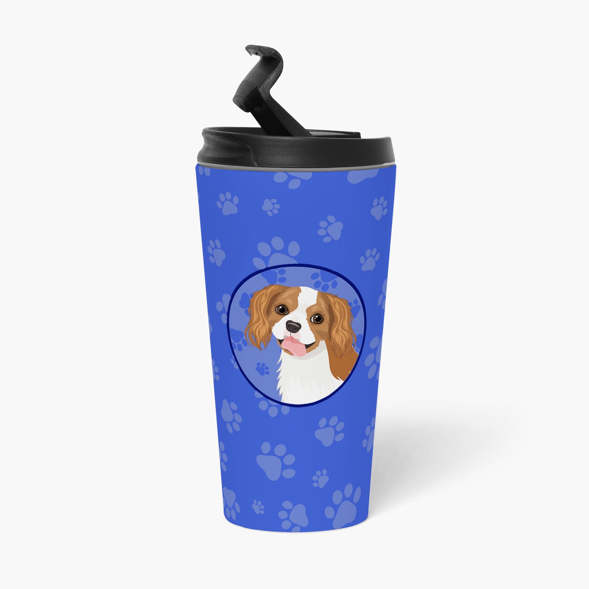 Cavalier King Charles Spaniel Blenheim #2 Stainless Steel 16 oz Tumbler Blue Insulated Tumbler with Lid, Cute Travel Cup for Coffee, Cocktails, Gift Men, Dad, Women, Mother
