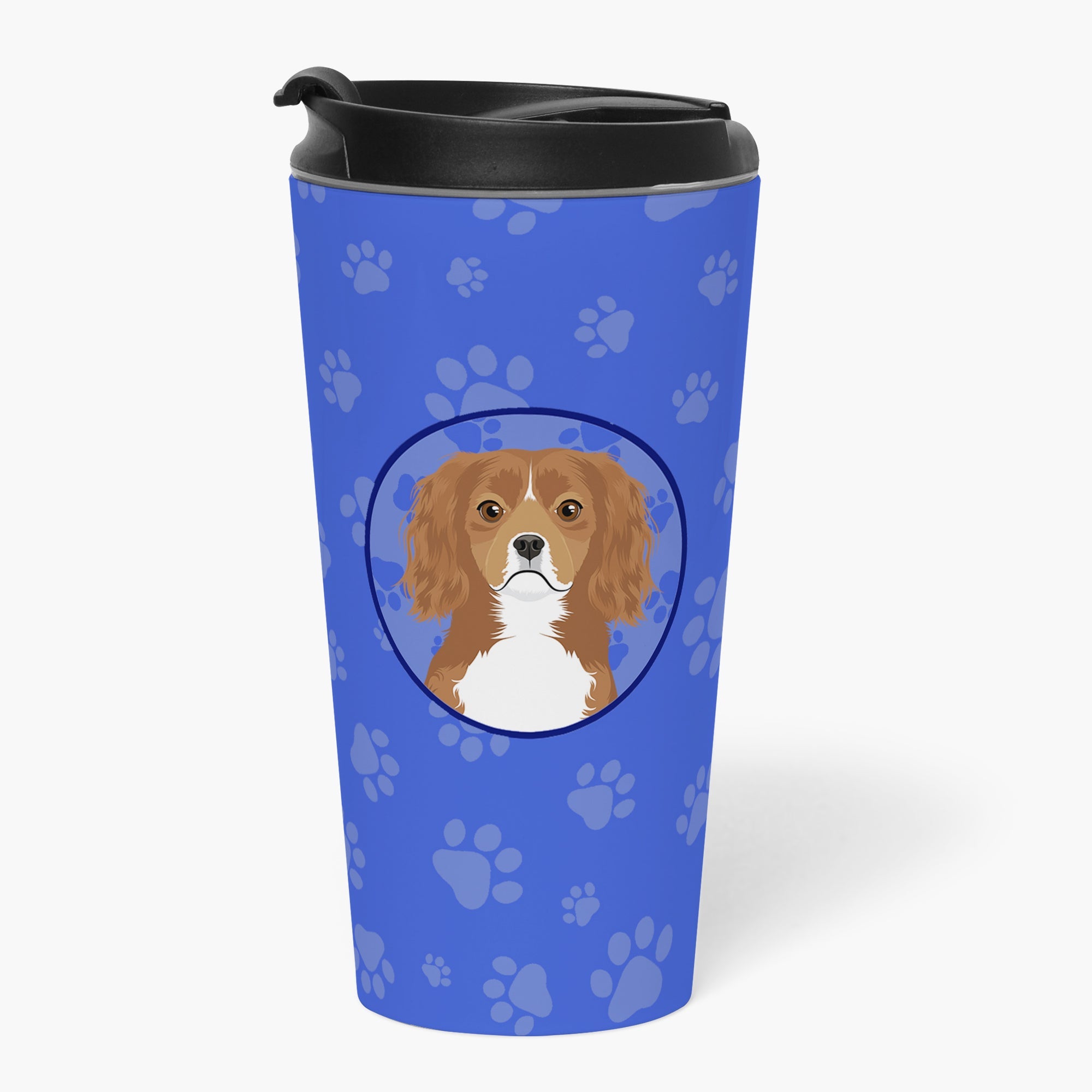 Cavalier King Charles Spaniel Ruby Stainless Steel 16 oz Tumbler Blue Insulated Tumbler with Lid, Cute Travel Cup for Coffee, Cocktails, Gift Men, Dad, Women, Mother
