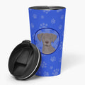 Labrador Retriever Gray Puppy Stainless Steel 16 oz Tumbler Blue Insulated Tumbler with Lid, Cute Travel Cup for Coffee, Cocktails, Gift Men, Dad, Women, Mother