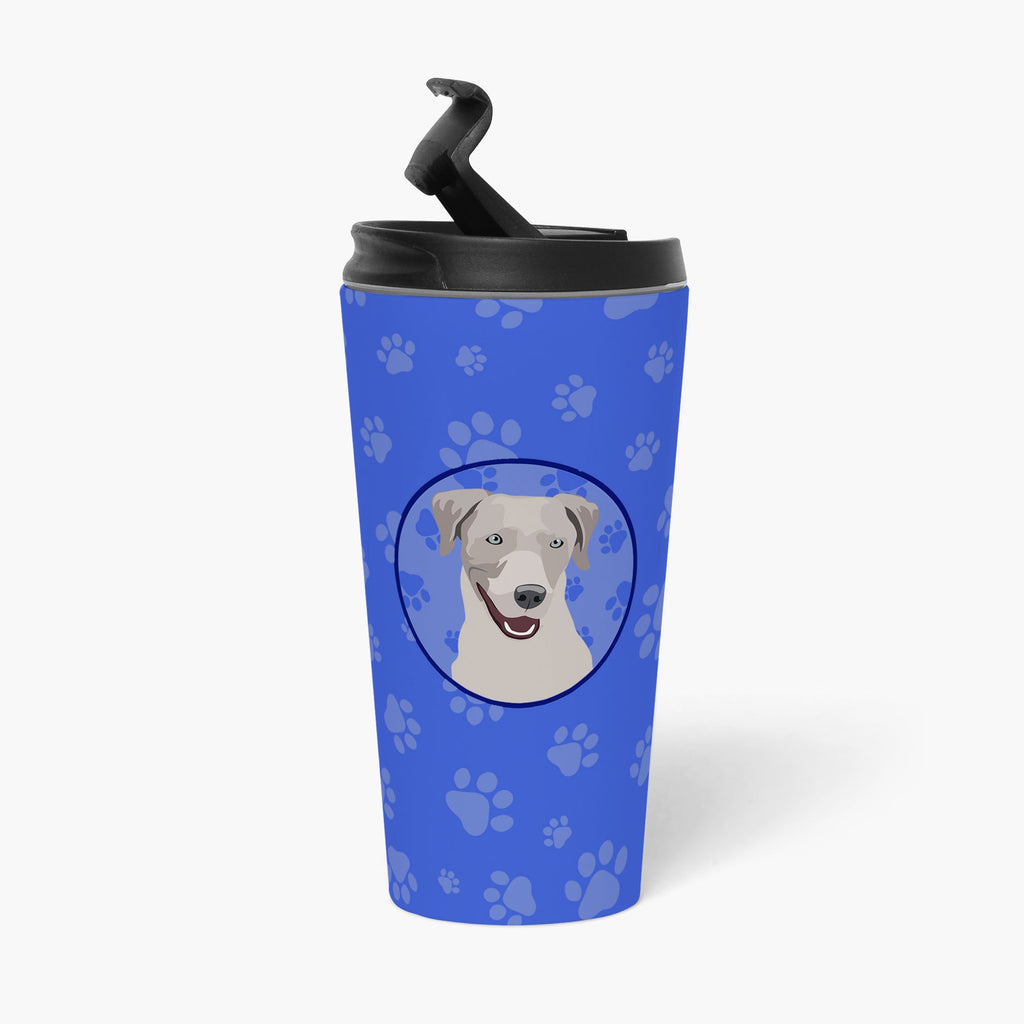 Labrador Retriever Gray Stainless Steel 16 oz Tumbler Blue Insulated Tumbler with Lid, Cute Travel Cup for Coffee, Cocktails, Gift Men, Dad, Women, Mother