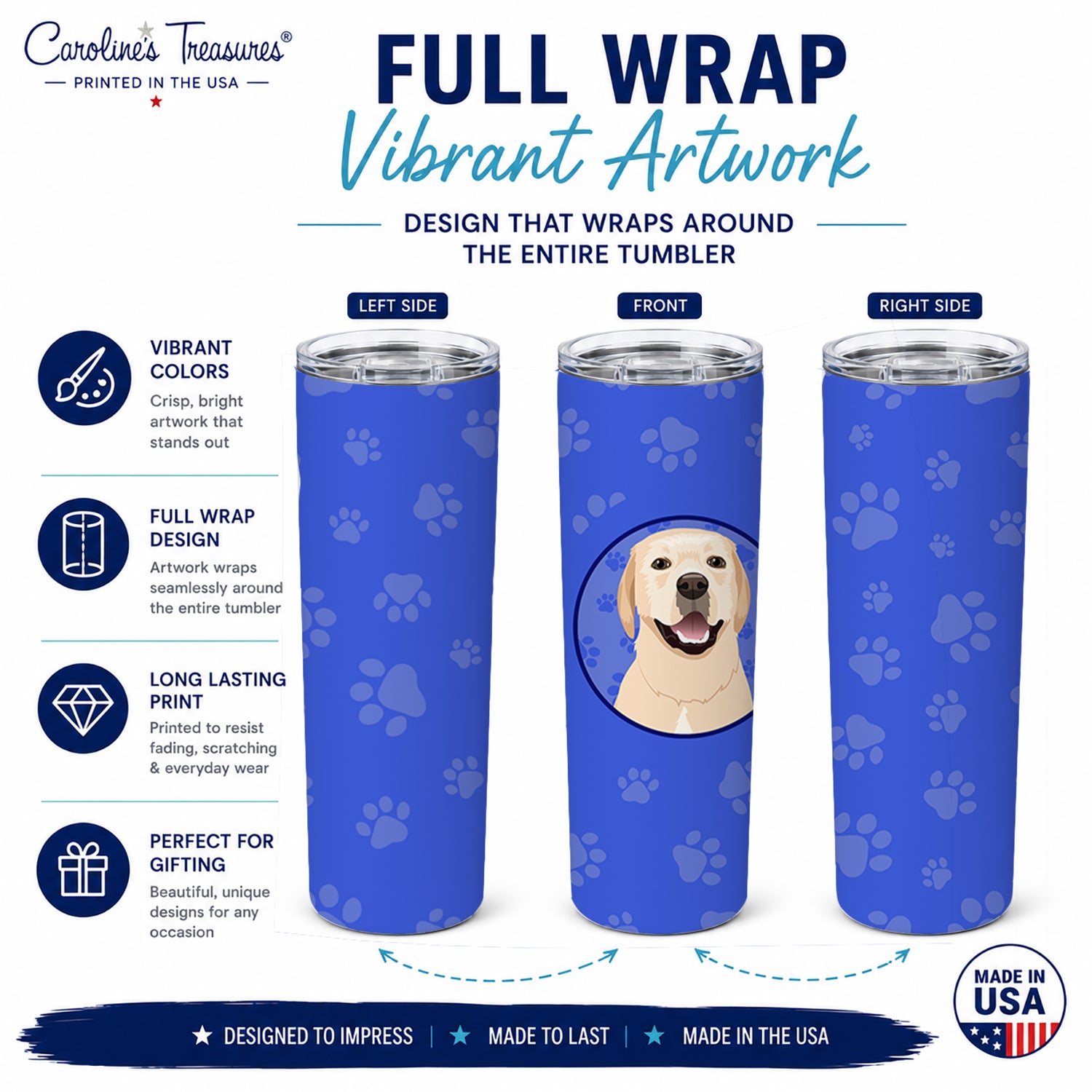 Labrador Retriever Yellow #2  Stainless Steel Skinny Tumbler 20 oz Vacuum Double Walled Reusable Insulated Travel Cup