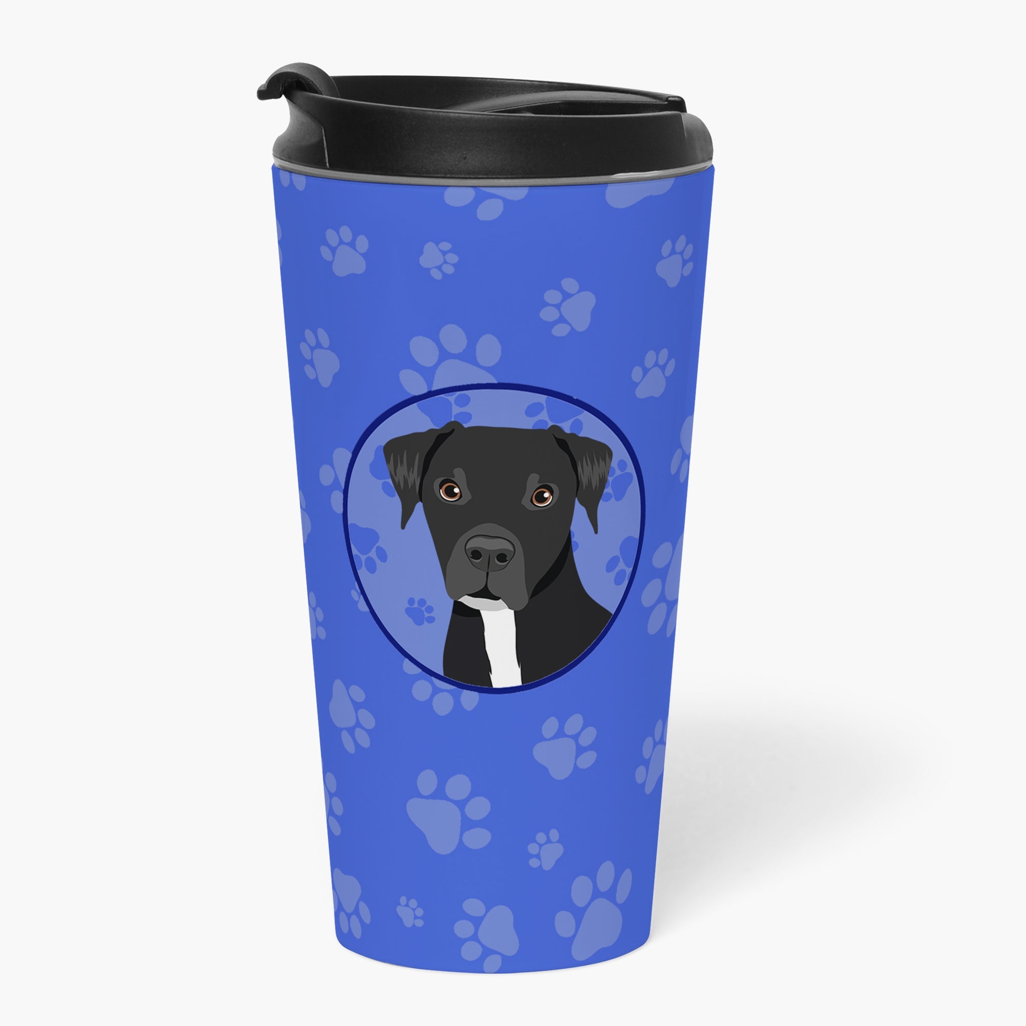 Pit Bull Black #1 Stainless Steel 16 oz Tumbler Blue Insulated Tumbler with Lid, Cute Travel Cup for Coffee, Cocktails, Gift Men, Dad, Women, Mother