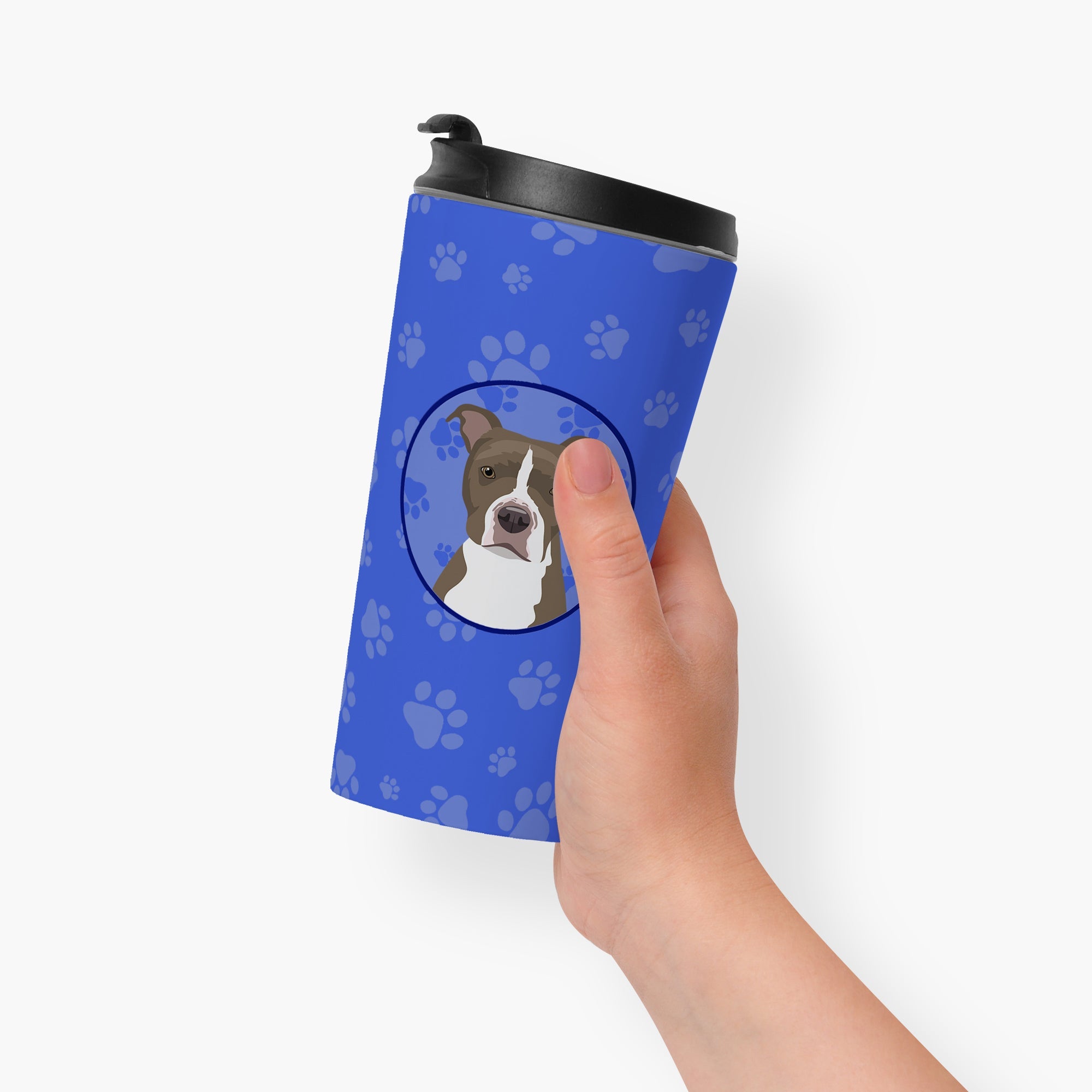 Pit Bull Blue #6 Stainless Steel 16 oz Tumbler Blue Insulated Tumbler with Lid, Cute Travel Cup for Coffee, Cocktails, Gift Men, Dad, Women, Mother