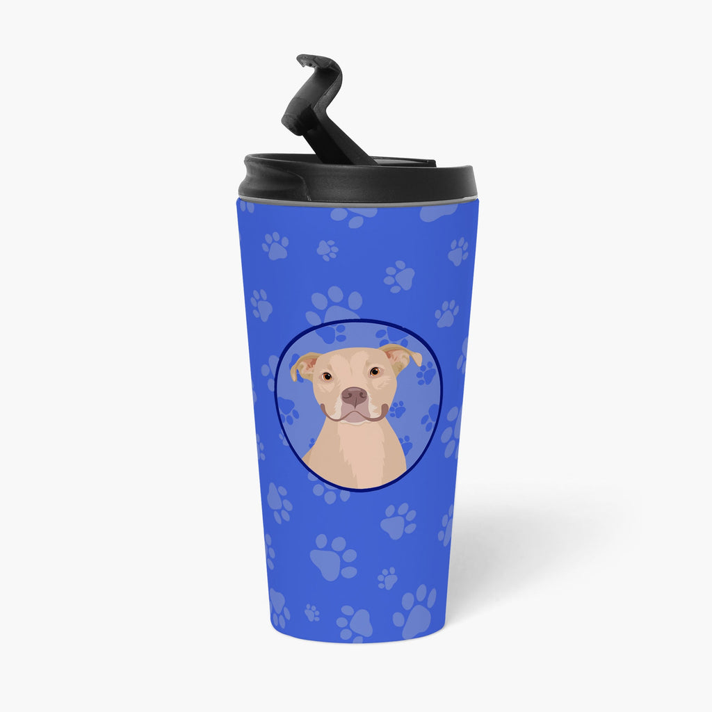 Pit Bull Fawn #1 Stainless Steel 16 oz Tumbler Blue Insulated Tumbler with Lid, Cute Travel Cup for Coffee, Cocktails, Gift Men, Dad, Women, Mother