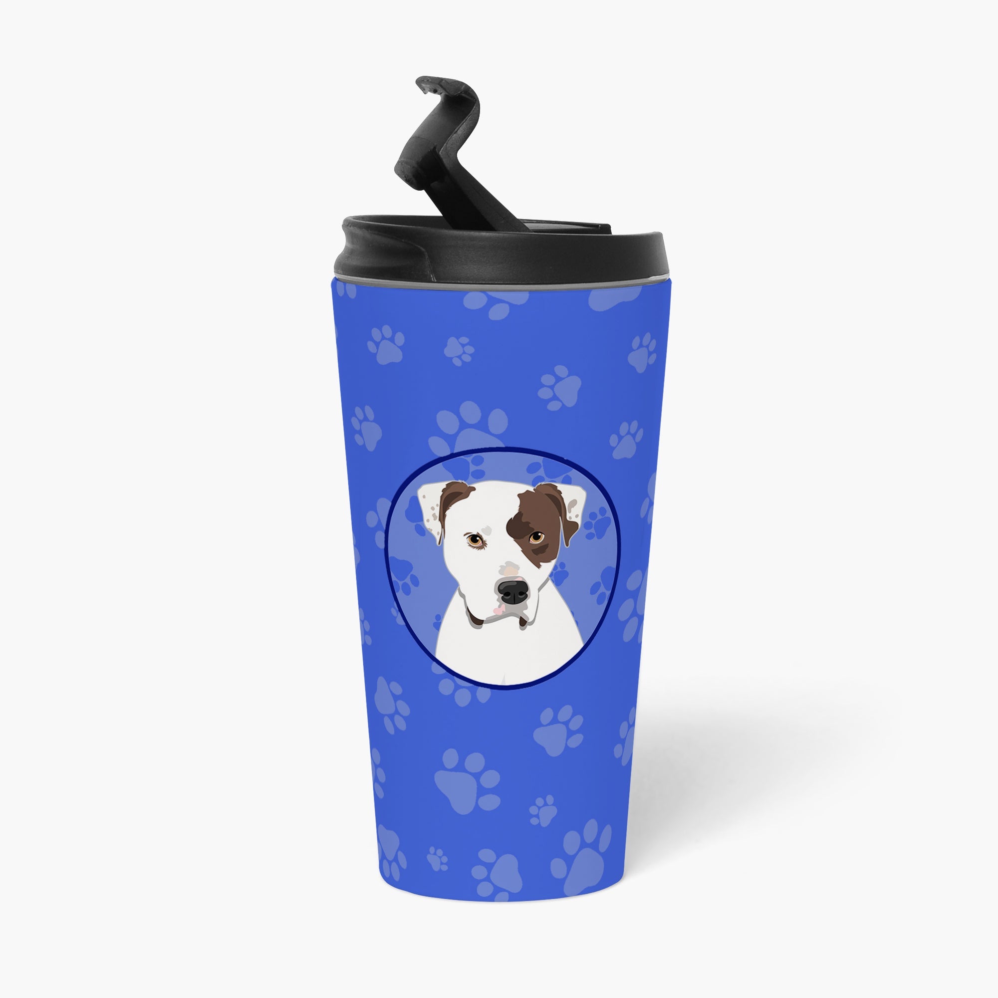 Pit Bull White #2 Stainless Steel 16 oz Tumbler Blue Insulated Tumbler with Lid, Cute Travel Cup for Coffee, Cocktails, Gift Men, Dad, Women, Mother