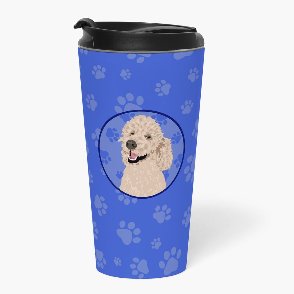 Poodle Standard Cafe Au Lait Stainless Steel 16 oz Tumbler Blue Insulated Tumbler with Lid, Cute Travel Cup for Coffee, Cocktails, Gift Men, Dad, Women, Mother