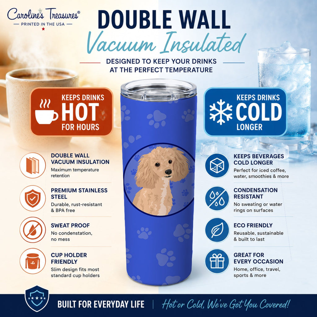Poodle Toy Apricot #1  Stainless Steel Skinny Tumbler 20 oz Vacuum Double Walled Reusable Insulated Travel Cup