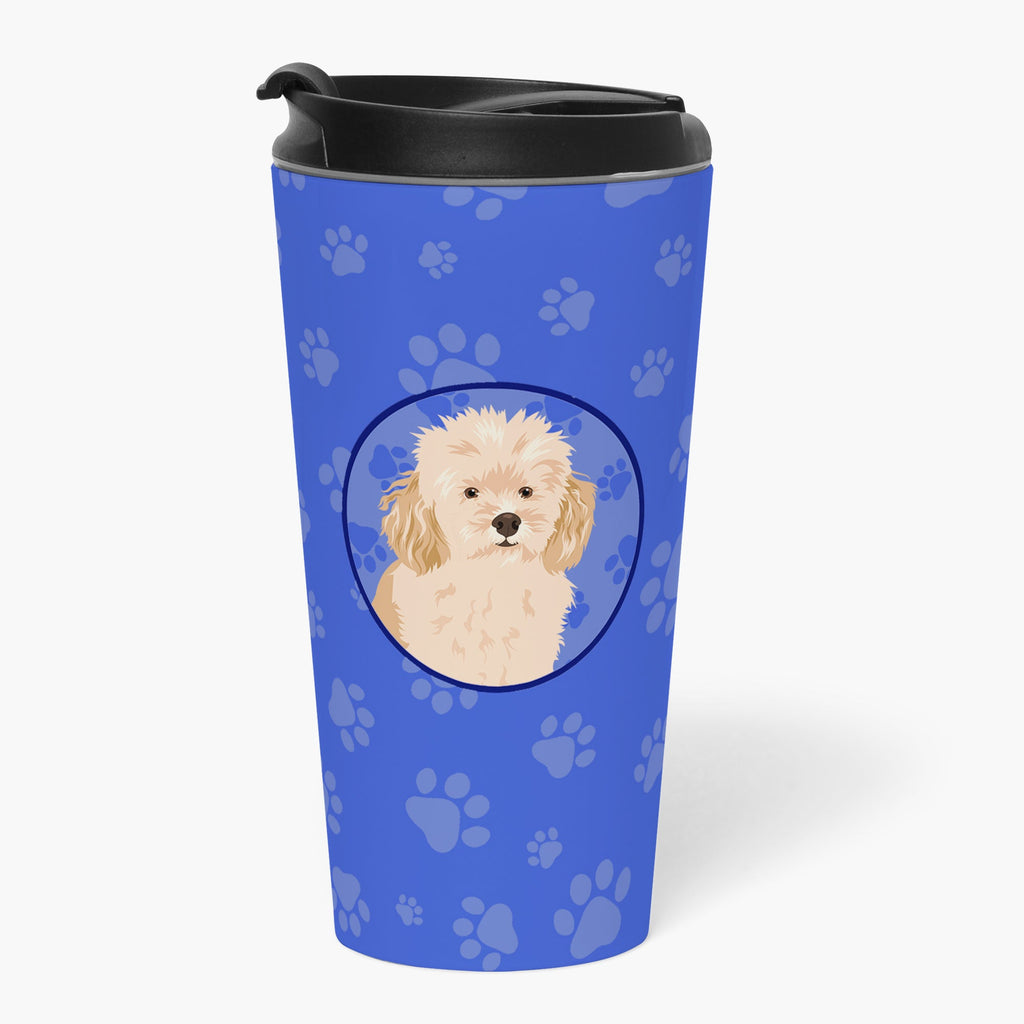 Poodle Toy Apricot #2 Stainless Steel 16 oz Tumbler Blue Insulated Tumbler with Lid, Cute Travel Cup for Coffee, Cocktails, Gift Men, Dad, Women, Mother
