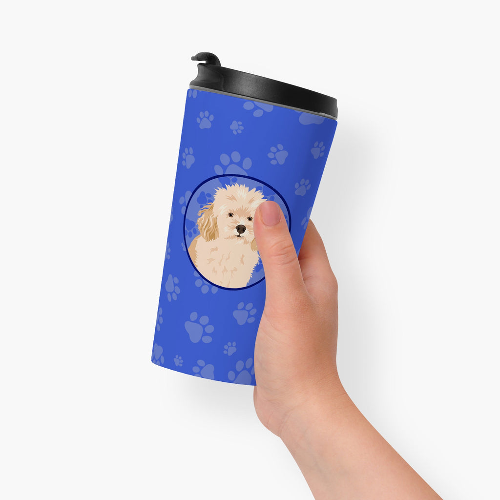 Poodle Toy Apricot #2 Stainless Steel 16 oz Tumbler Blue Insulated Tumbler with Lid, Cute Travel Cup for Coffee, Cocktails, Gift Men, Dad, Women, Mother