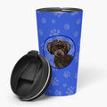 Poodle Toy Brown Stainless Steel 16 oz Tumbler Blue Insulated Tumbler with Lid, Cute Travel Cup for Coffee, Cocktails, Gift Men, Dad, Women, Mother