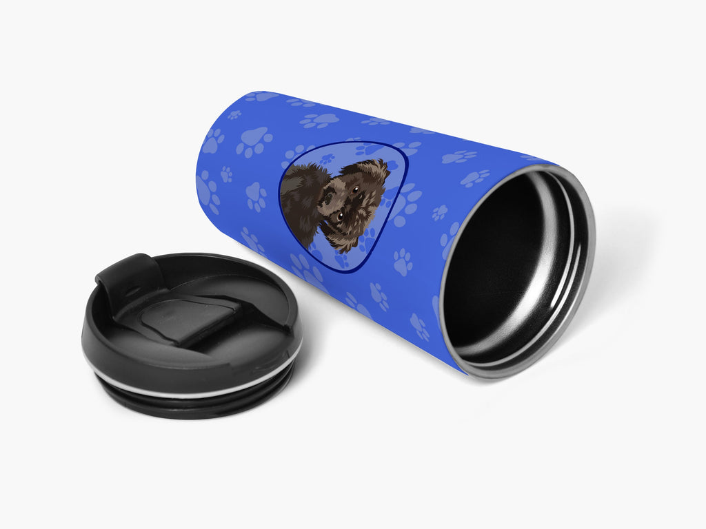 Poodle Toy Brown Stainless Steel 16 oz Tumbler Blue Insulated Tumbler with Lid, Cute Travel Cup for Coffee, Cocktails, Gift Men, Dad, Women, Mother