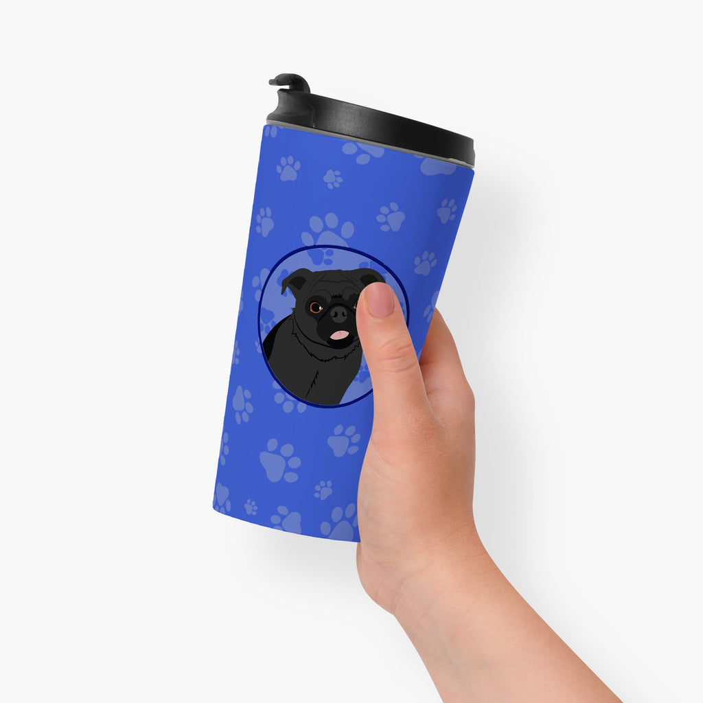 Pug Black #1 Stainless Steel 16 oz Tumbler Blue Insulated Tumbler with Lid, Cute Travel Cup for Coffee, Cocktails, Gift Men, Dad, Women, Mother