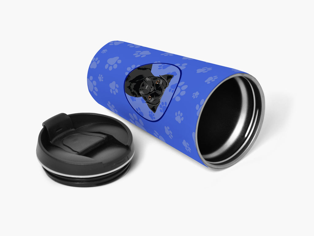 Pug Black #2 Stainless Steel 16 oz Tumbler Blue Insulated Tumbler with Lid, Cute Travel Cup for Coffee, Cocktails, Gift Men, Dad, Women, Mother