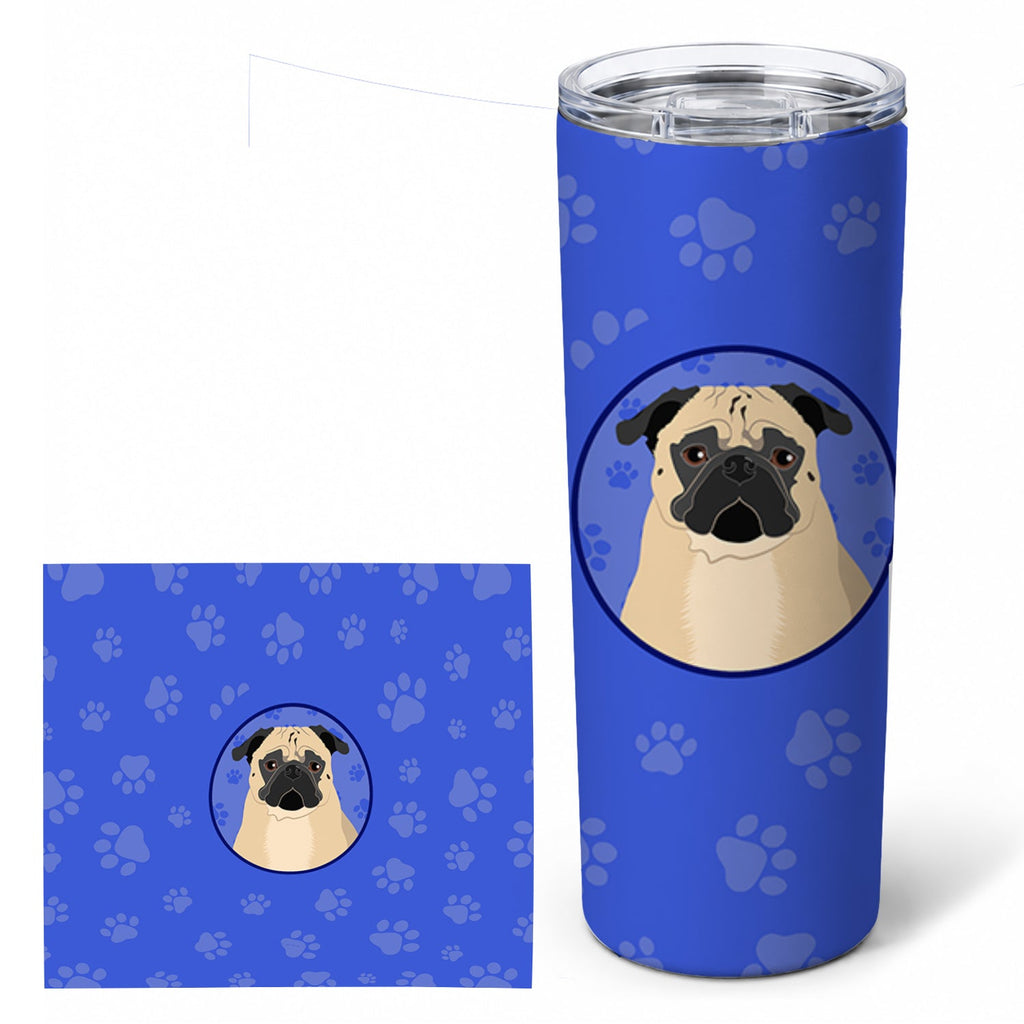Pug Fawn #1  Stainless Steel Skinny Tumbler 20 oz Vacuum Double Walled Reusable Insulated Travel Cup