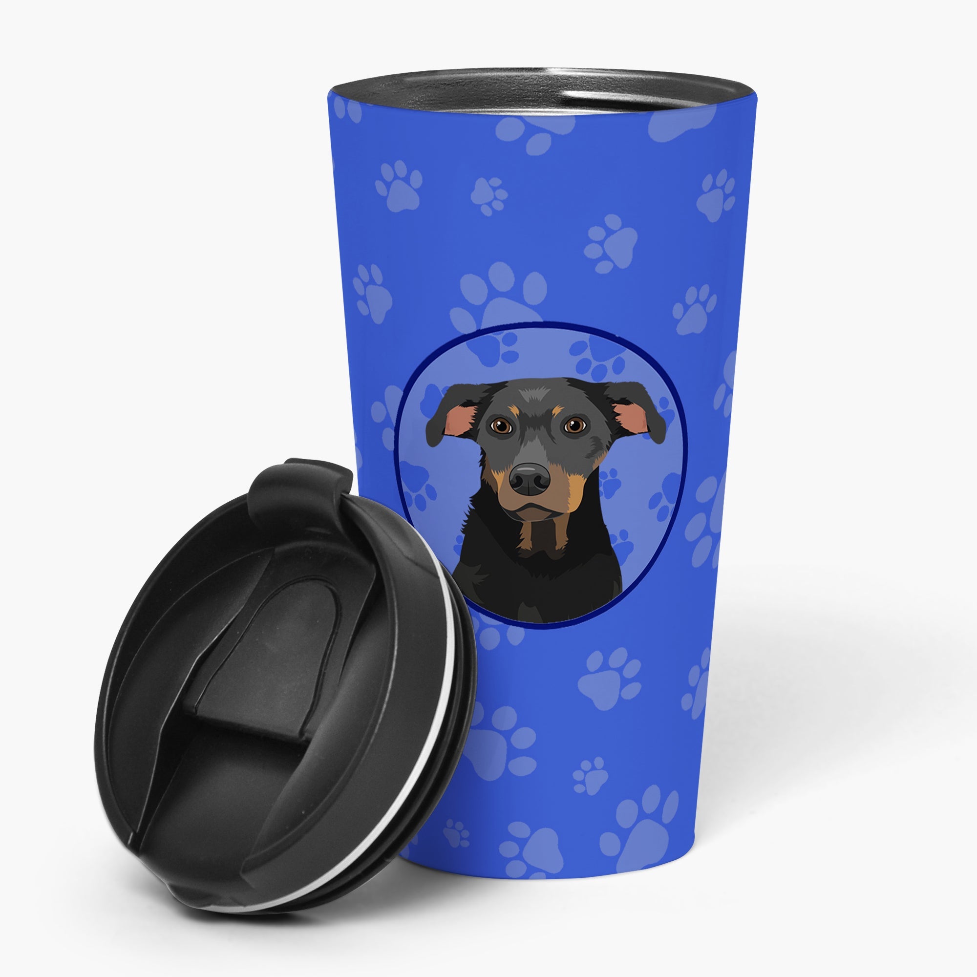 Rottweiler Black and Tan #5 Stainless Steel 16 oz Tumbler Blue Insulated Tumbler with Lid, Cute Travel Cup for Coffee, Cocktails, Gift Men, Dad, Women, Mother