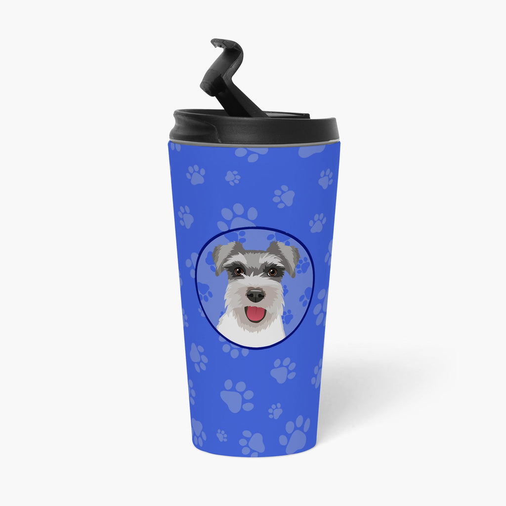 Schnauzer Salt and Pepper #3 Stainless Steel 16 oz Tumbler Blue Insulated Tumbler with Lid, Cute Travel Cup for Coffee, Cocktails, Gift Men, Dad, Women, Mother