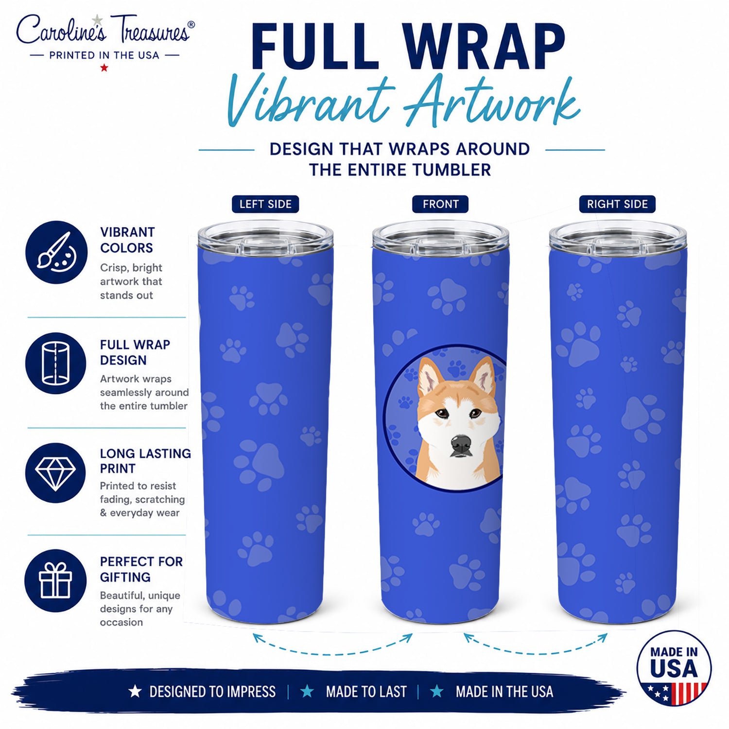 Shiba Inu Red #1  Stainless Steel Skinny Tumbler 20 oz Vacuum Double Walled Reusable Insulated Travel Cup