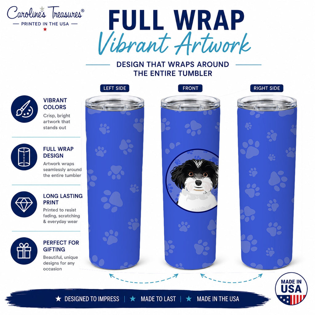 Shih-Tzu Black and White #4  Stainless Steel Skinny Tumbler 20 oz Vacuum Double Walled Reusable Insulated Travel Cup
