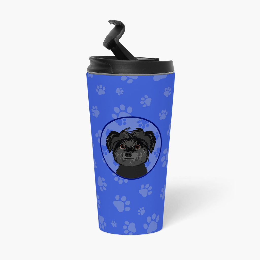 Shih-Tzu Black Stainless Steel 16 oz Tumbler Blue Insulated Tumbler with Lid, Cute Travel Cup for Coffee, Cocktails, Gift Men, Dad, Women, Mother