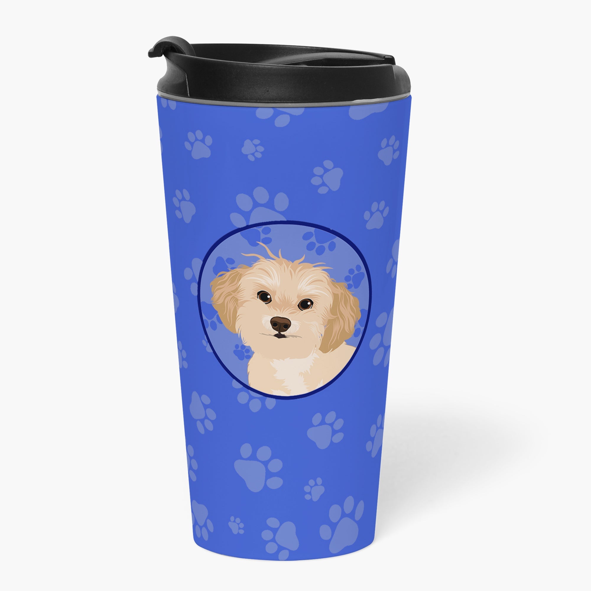 Shih-Tzu Gold #1 Stainless Steel 16 oz Tumbler Blue Insulated Tumbler with Lid, Cute Travel Cup for Coffee, Cocktails, Gift Men, Dad, Women, Mother