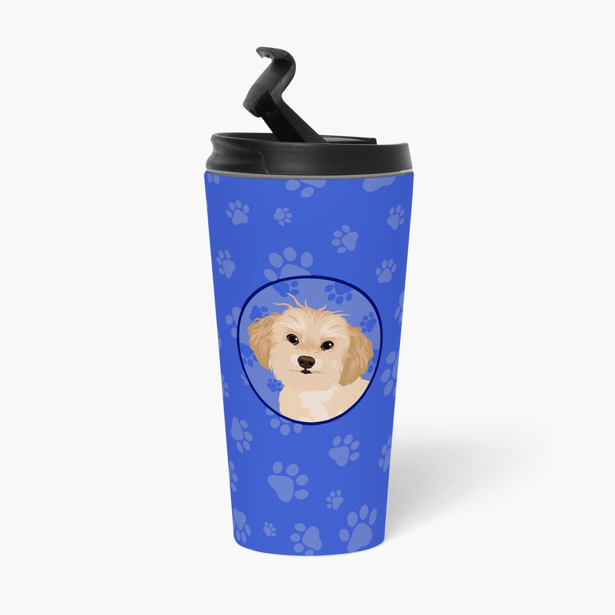 Shih-Tzu Gold #1 Stainless Steel 16 oz Tumbler Blue Insulated Tumbler with Lid, Cute Travel Cup for Coffee, Cocktails, Gift Men, Dad, Women, Mother