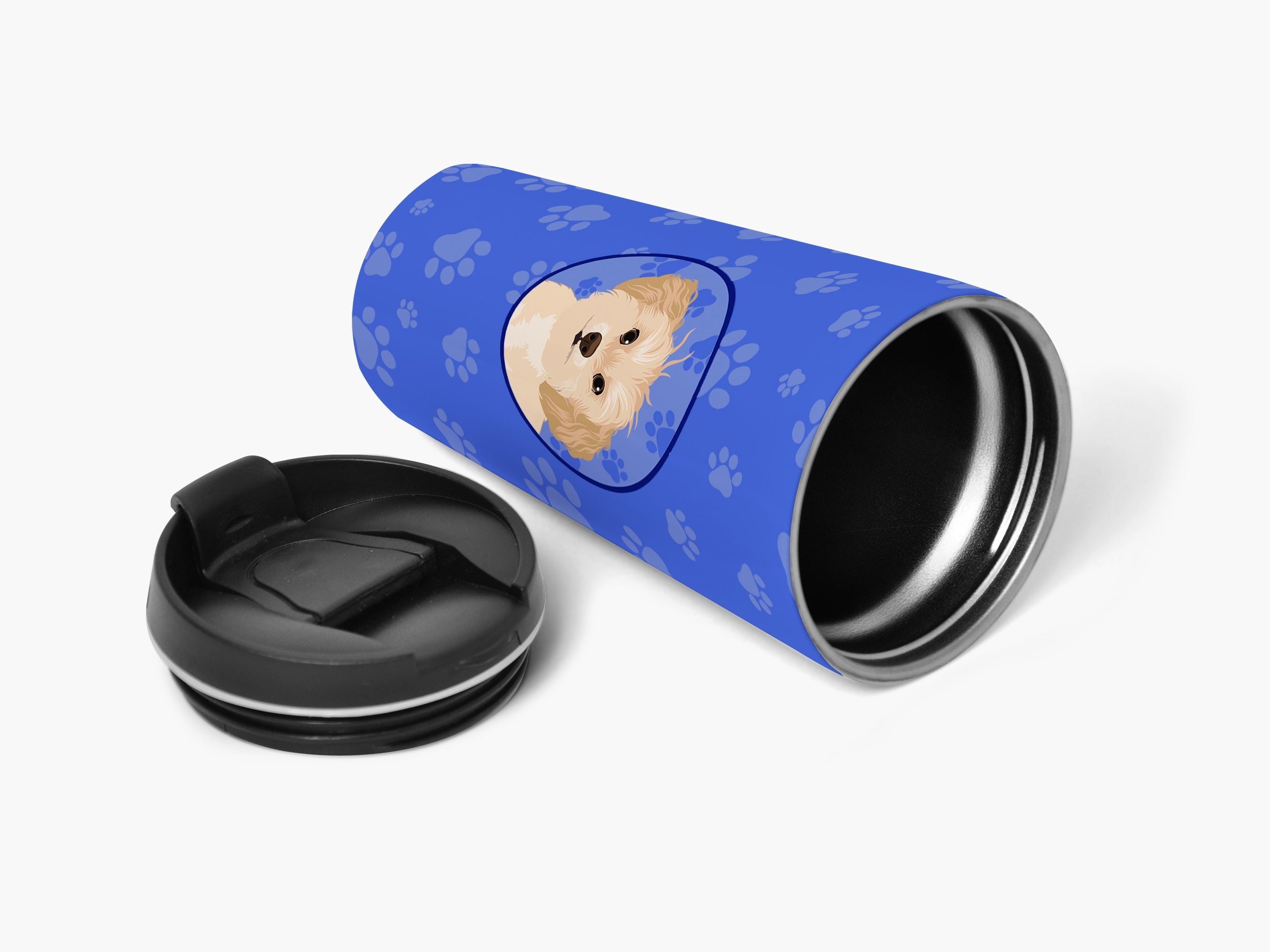 Shih-Tzu Gold #1 Stainless Steel 16 oz Tumbler Blue Insulated Tumbler with Lid, Cute Travel Cup for Coffee, Cocktails, Gift Men, Dad, Women, Mother