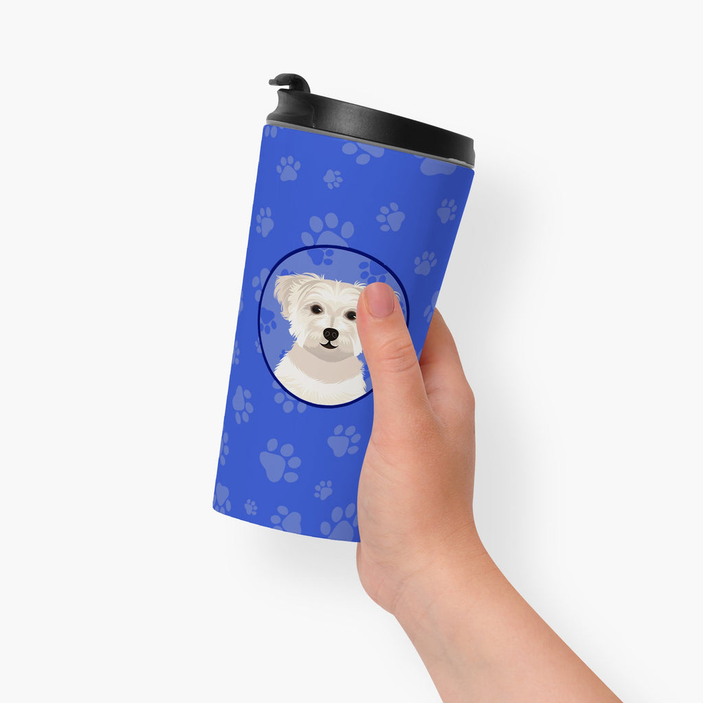 Shih-Tzu Gold #6 Stainless Steel 16 oz Tumbler Blue Insulated Tumbler with Lid, Cute Travel Cup for Coffee, Cocktails, Gift Men, Dad, Women, Mother