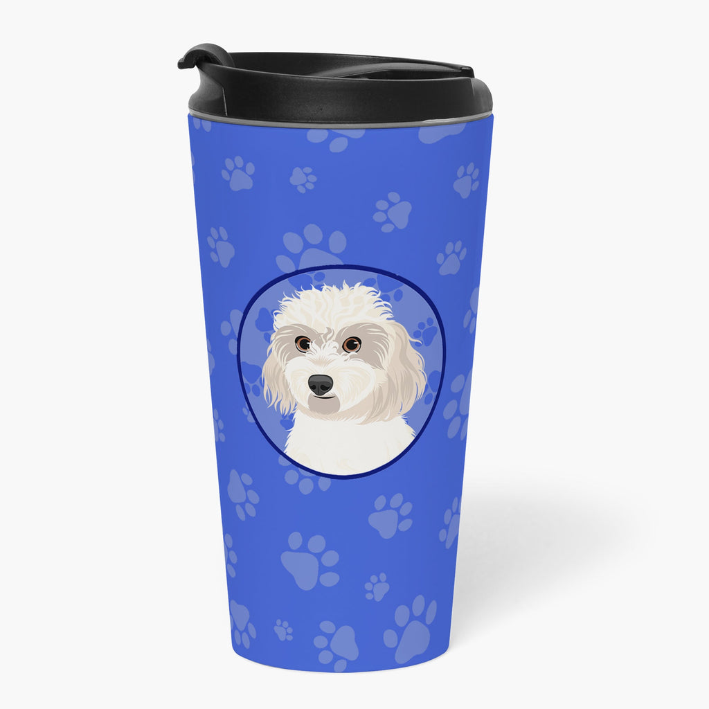 Shih-Tzu Gold #7 Stainless Steel 16 oz Tumbler Blue Insulated Tumbler with Lid, Cute Travel Cup for Coffee, Cocktails, Gift Men, Dad, Women, Mother