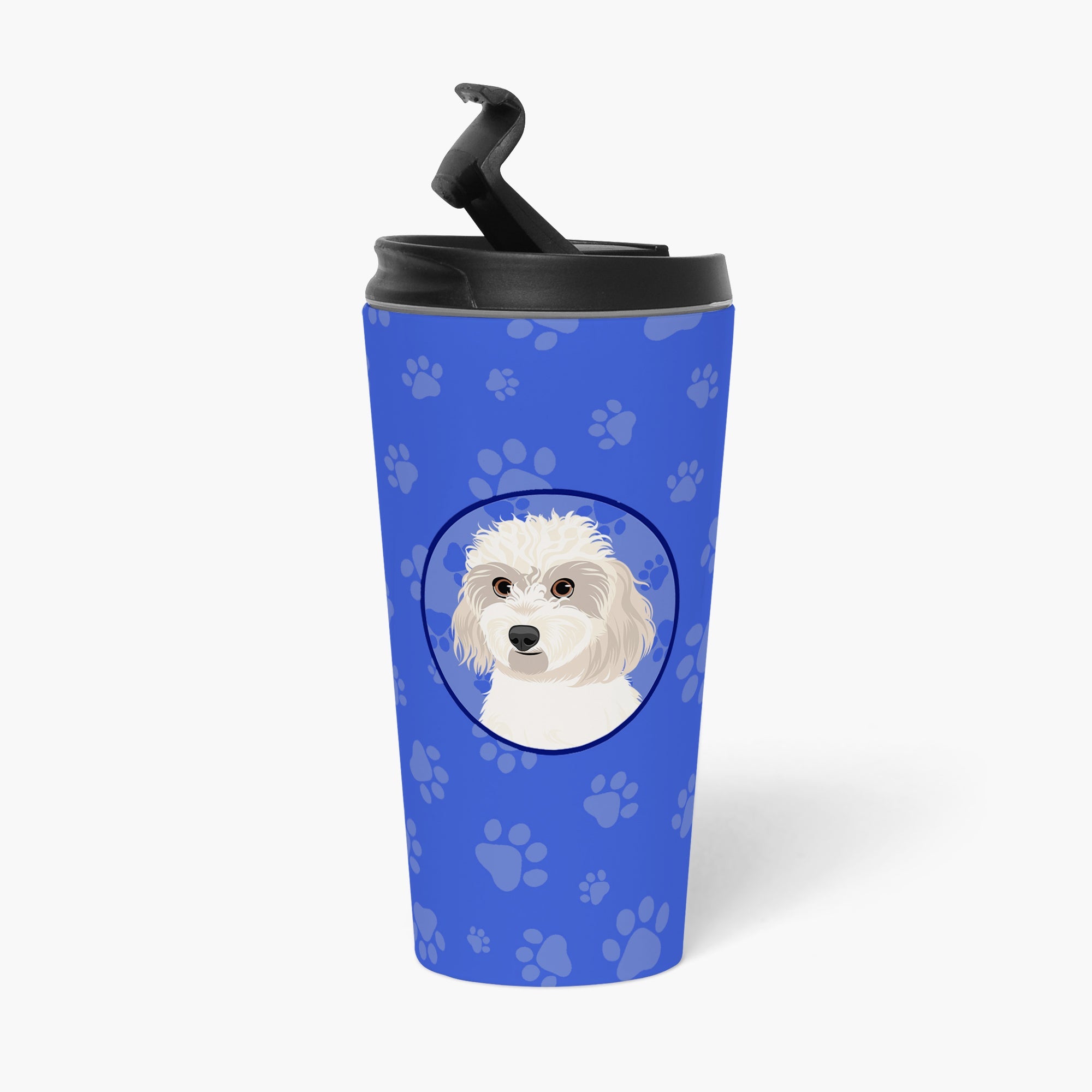 Shih-Tzu Gold #7 Stainless Steel 16 oz Tumbler Blue Insulated Tumbler with Lid, Cute Travel Cup for Coffee, Cocktails, Gift Men, Dad, Women, Mother