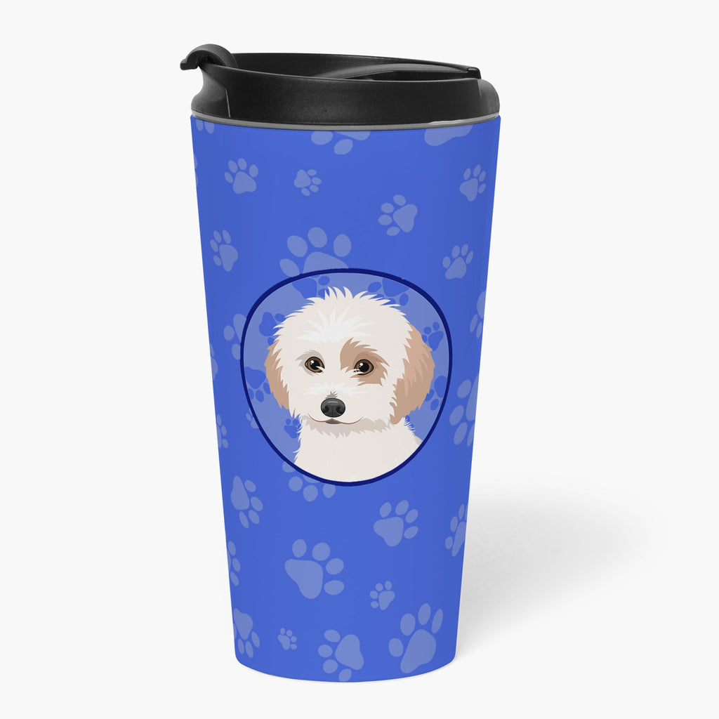Shih-Tzu White and Red Stainless Steel 16 oz Tumbler Blue Insulated Tumbler with Lid, Cute Travel Cup for Coffee, Cocktails, Gift Men, Dad, Women, Mother