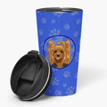 Yorkie Black and Gold #1 Stainless Steel 16 oz Tumbler Blue Insulated Tumbler with Lid, Cute Travel Cup for Coffee, Cocktails, Gift Men, Dad, Women, Mother