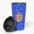 Yorkie Blue and Gold 16 oz Stainless Steel Tumbler with Lid