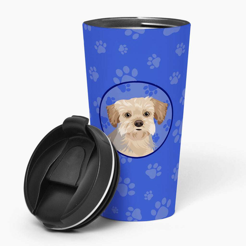 Yorkie Blue and Tan #1 16 oz Stainless Steel Tumbler with Lid