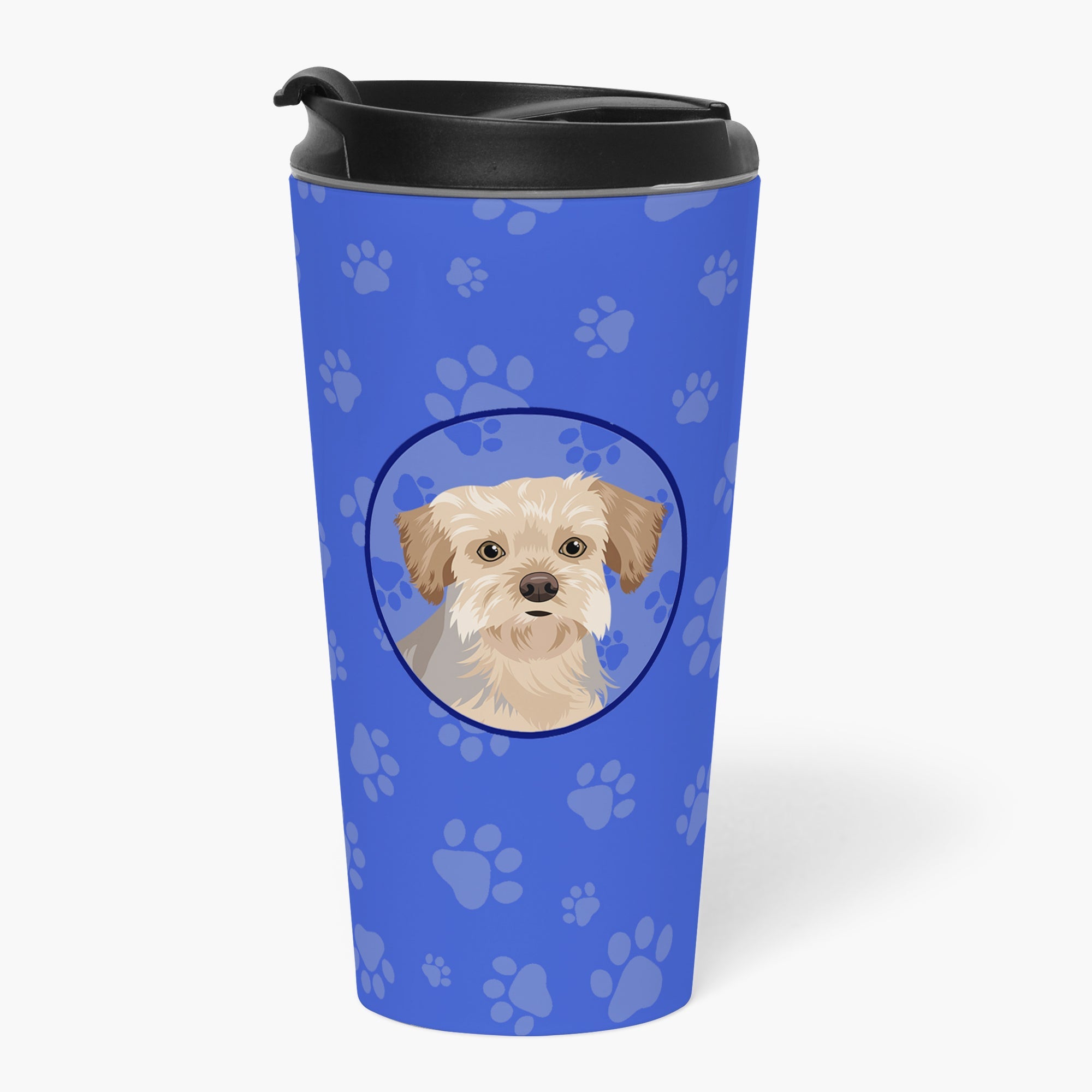 Yorkie Blue and Tan #1 16 oz Stainless Steel Tumbler with Lid